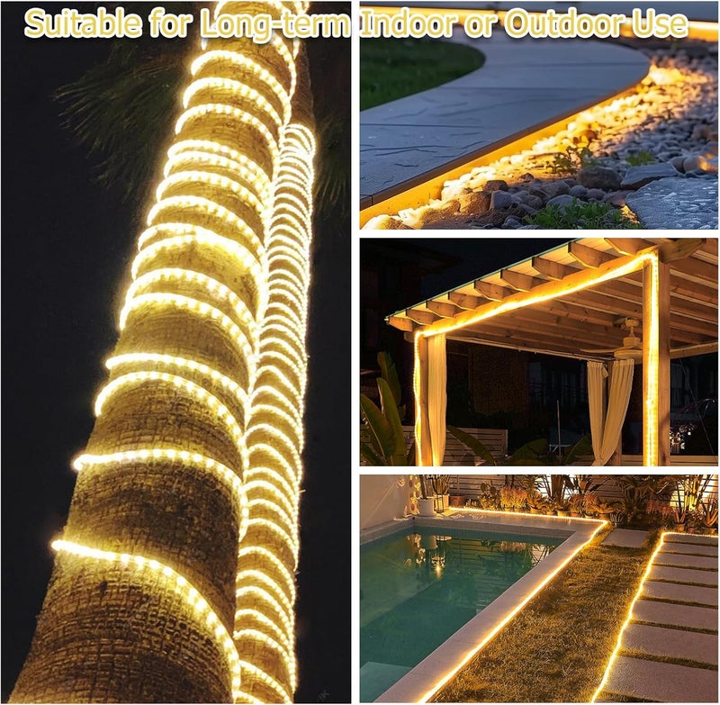 Vigdur LED Rope Lights Outdoor - 18ft Warm White Rope Lights Waterproof with Connectable Clear Plastic Tube, Flexible LED Tube Lights for Garden, Patio, Pool, Bedroom, Party (216 LEDs) - Image 4